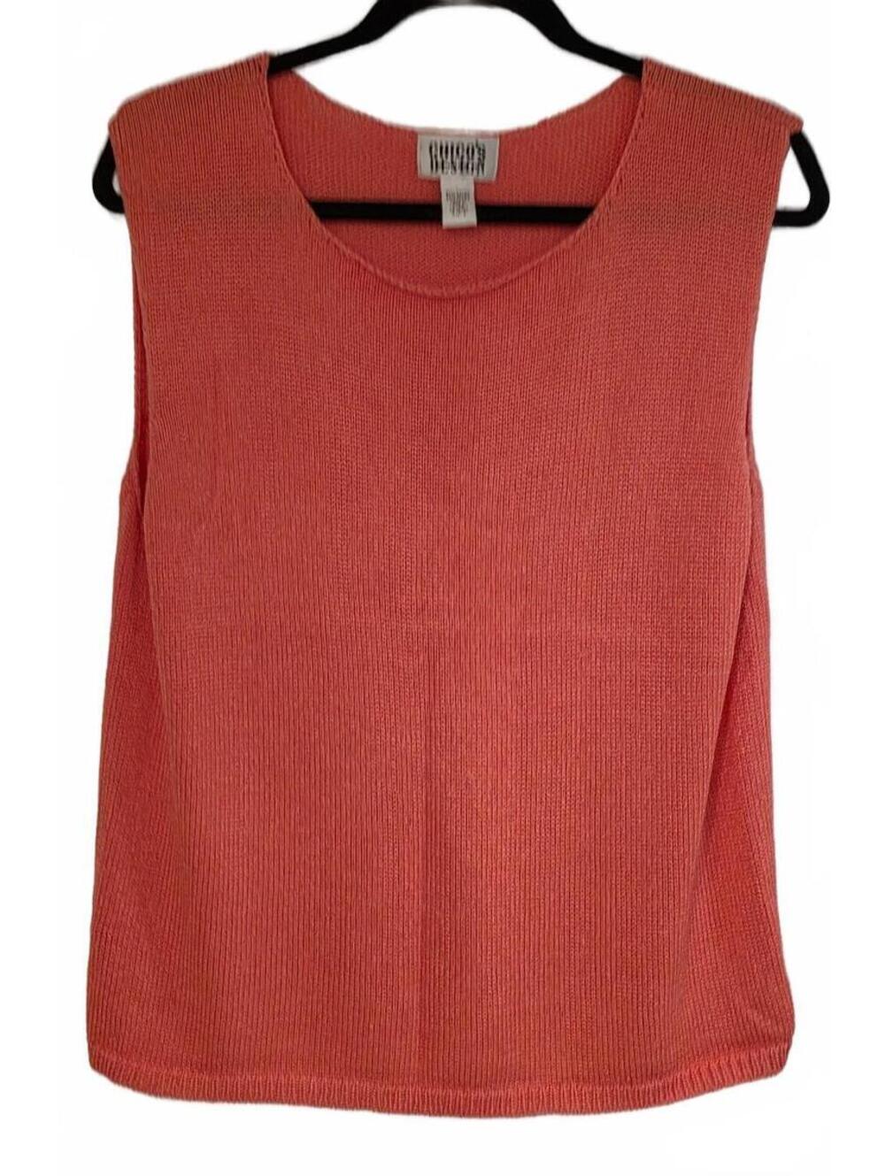 Chico's Coral Sleeveless Sweater Tank Top Size 3, Lightweight Rayon Nylon Blend